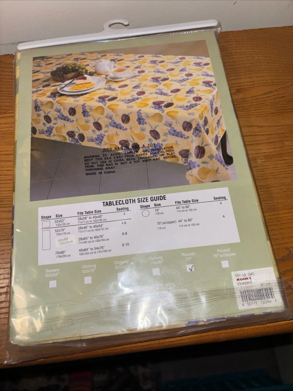 Yellow Fruit Vinyl Tablecloth